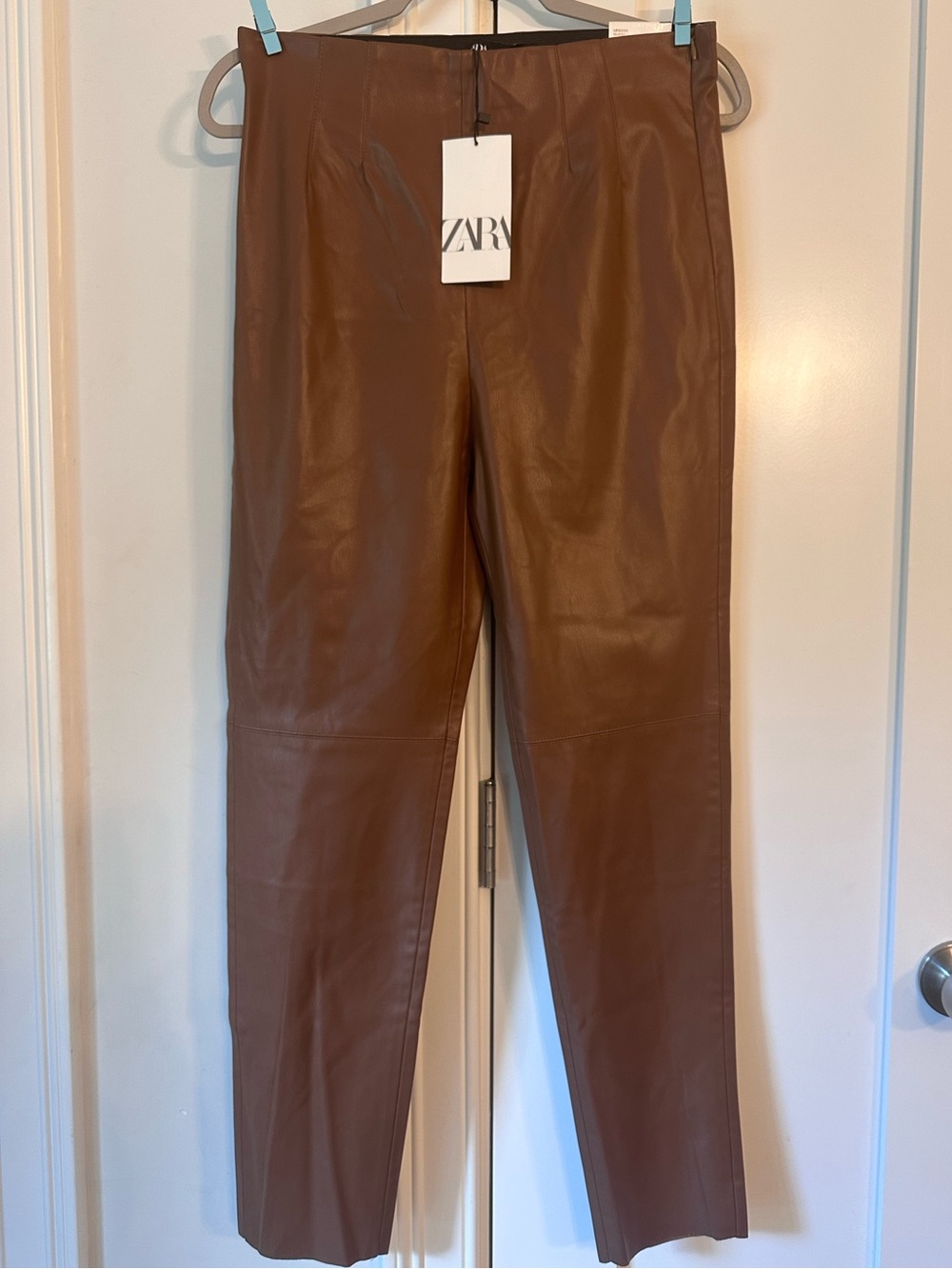 Zara women’s Brown Faux Leather Trousers